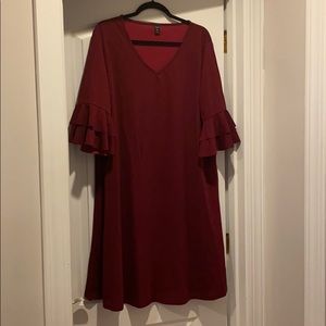 Never worn! Burgundy dress with flutter sleeves